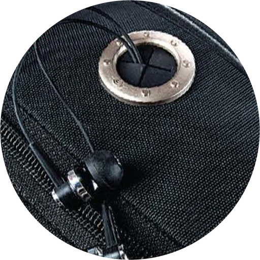 Media holes detail on a PULSE backpack